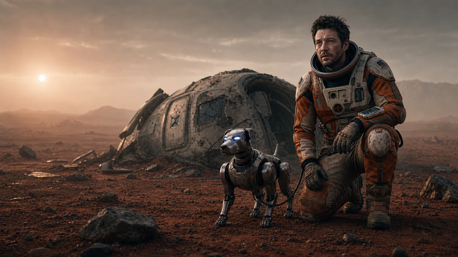 Matt waking beside his damaged escape pod in Episode 01, The Awakening
