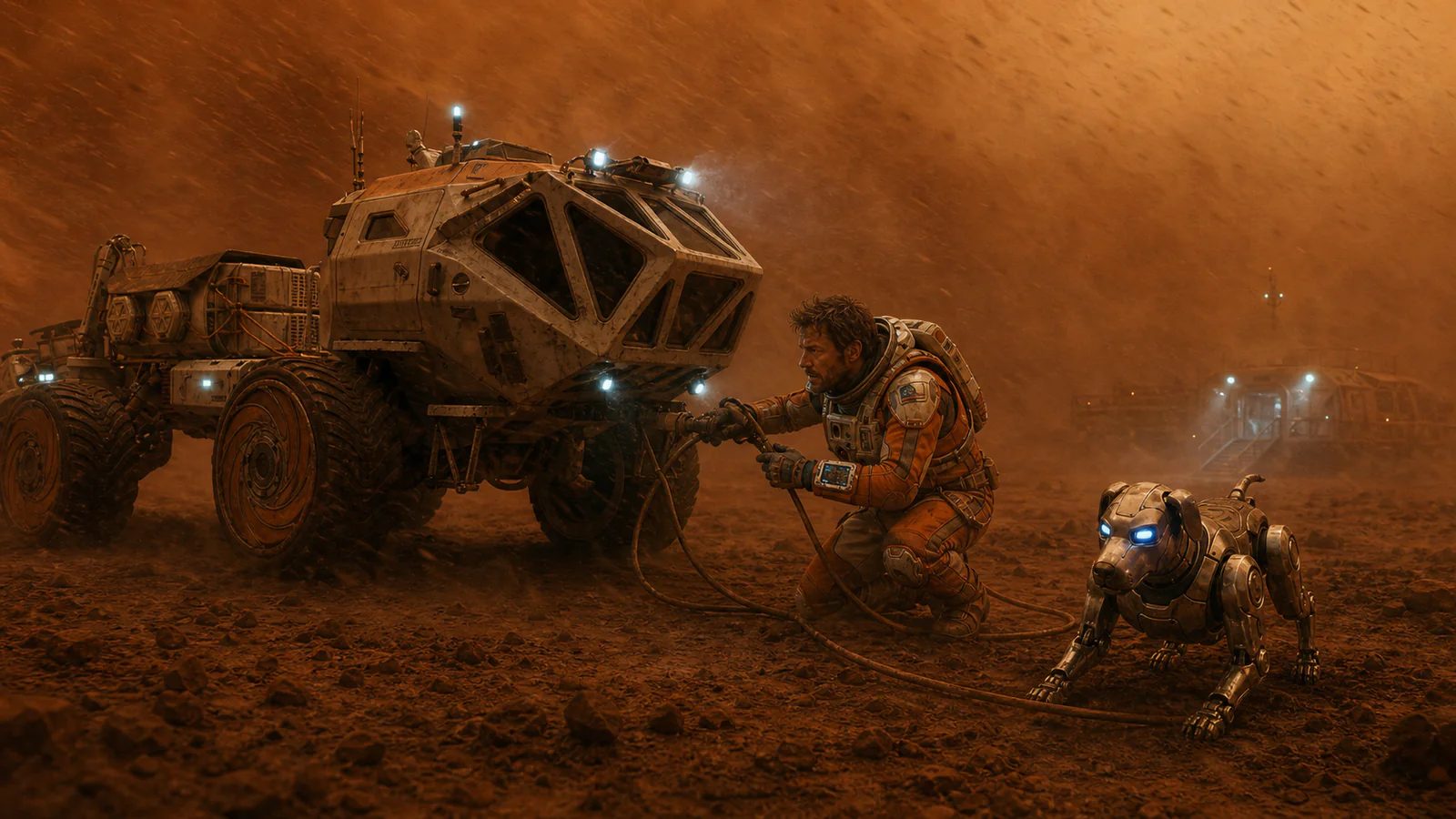 Matt calculating supplies inside the rover in Episode 08, Dead Man’s Arithmetic