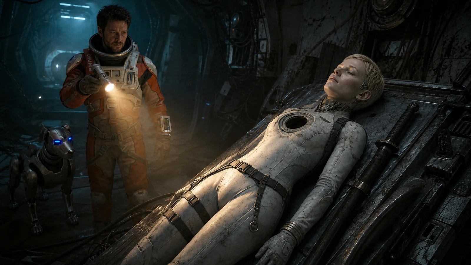 Matt discovering the damaged biosynthetic pilot in Episode 17, I Found Her on Mars