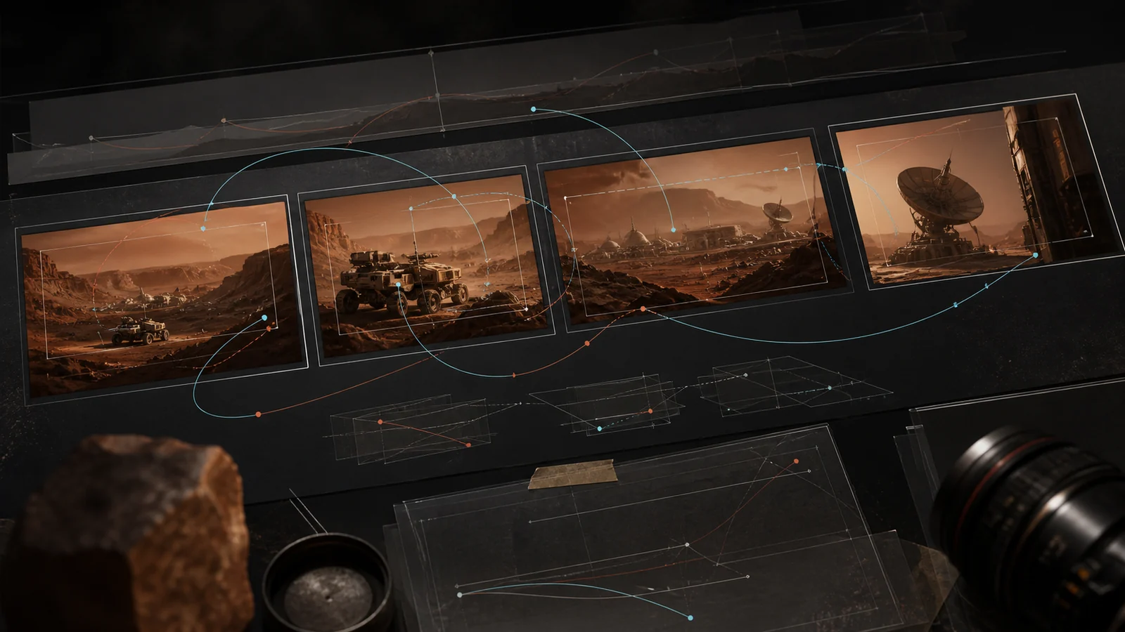 An approved storyboard paired with detailed camera and movement instructions